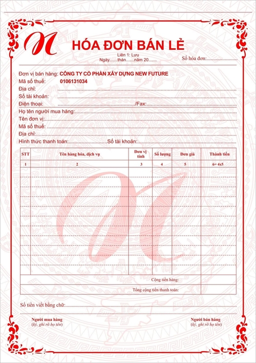 Hóa Đơn bán lẻ vật liệu xây dựng, hướng dẫn chi tiết và mẫu mới nhất